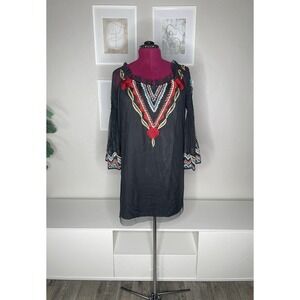 Vintage Collection Blouse Womens L Embroidered Mesh Bell Sleeve Off The Shoulder